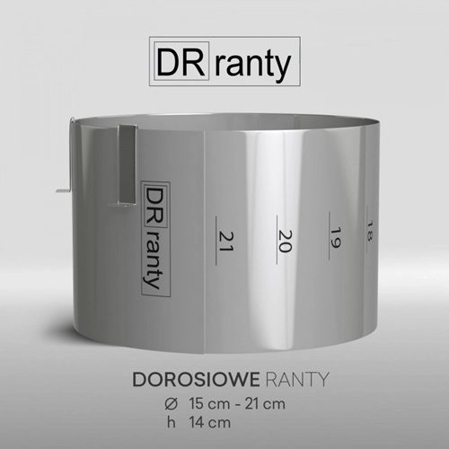 Opaska rant obręcz do tortu ciasta forma regulowana podziałka średnica od 15 do 21 cm wysokość 14 cm Dorosiowe Ranty